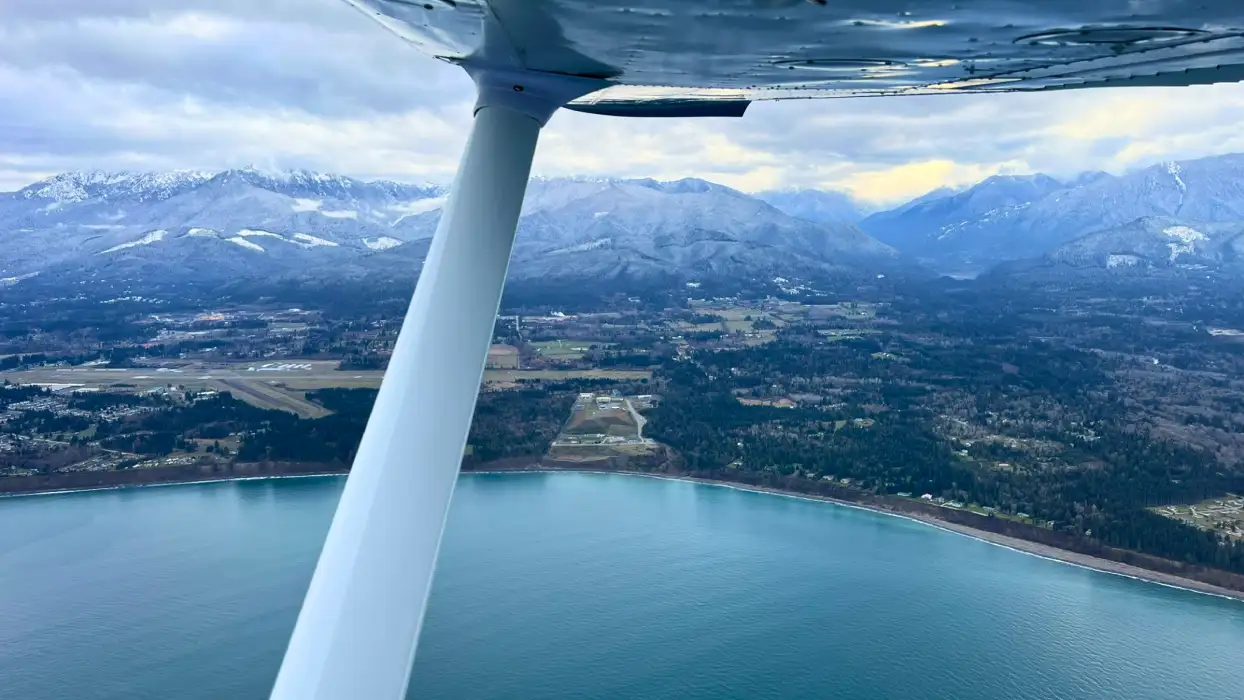 Pacific Northwest mountain and valley views during pilot training flights in Washington state